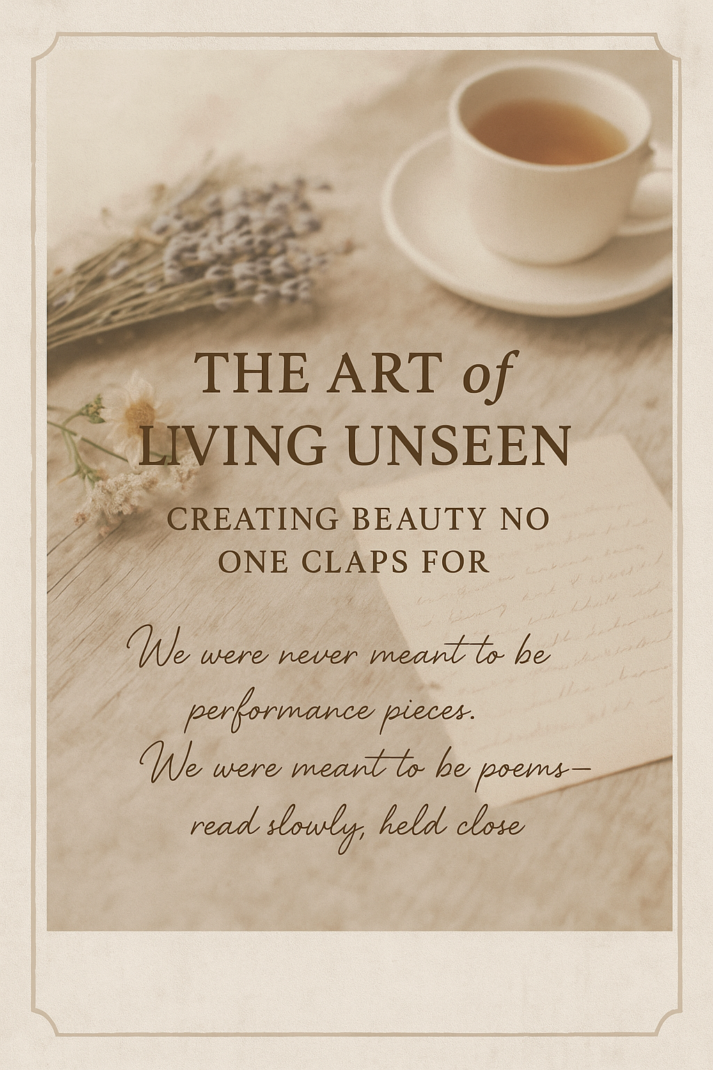 The Art of Living Unseen: Creating Beauty No One Claps For