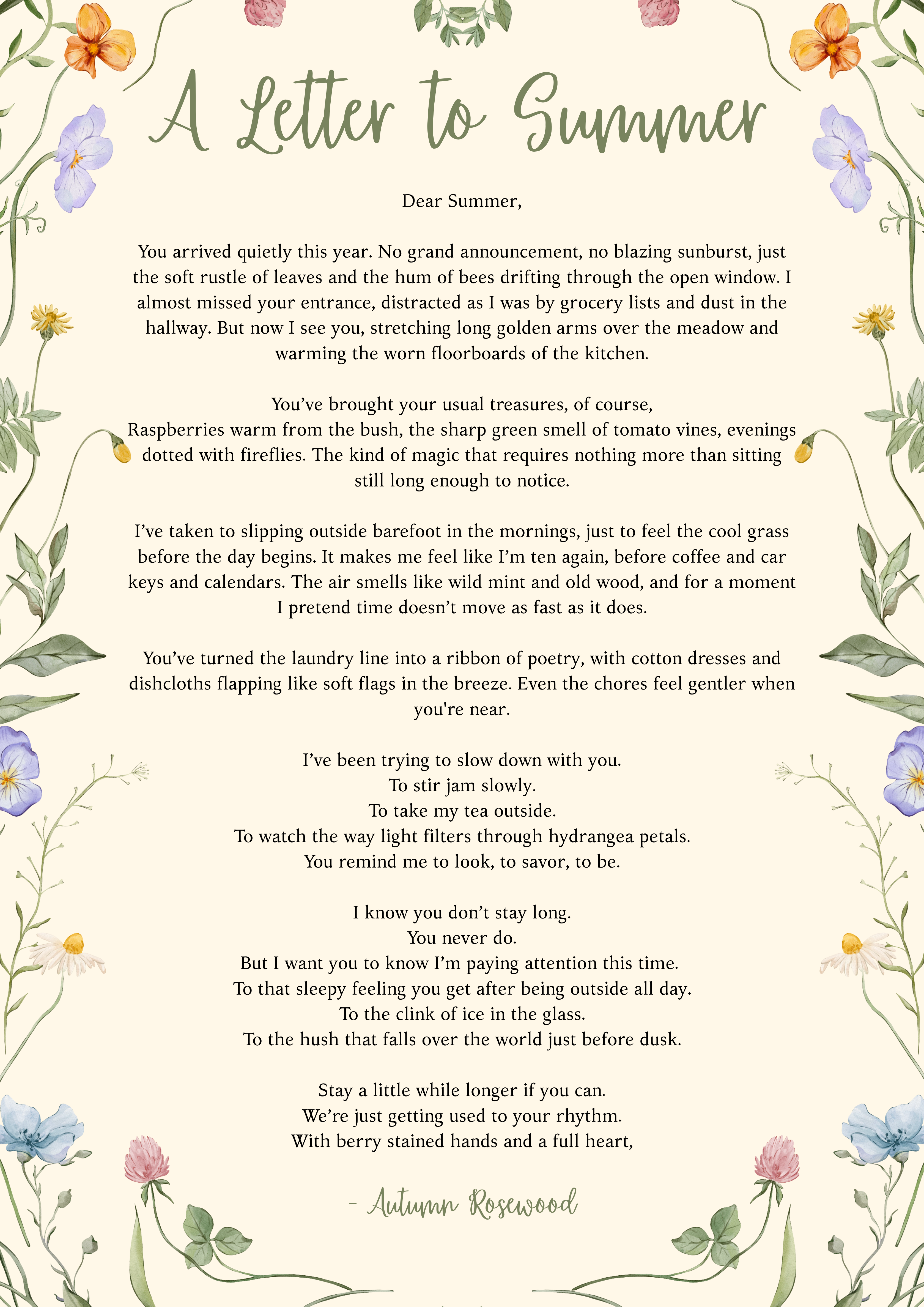 A Letter to Summer