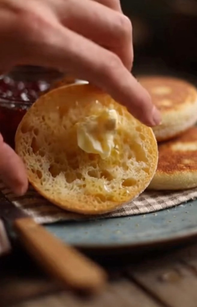 english muffins in a skillet