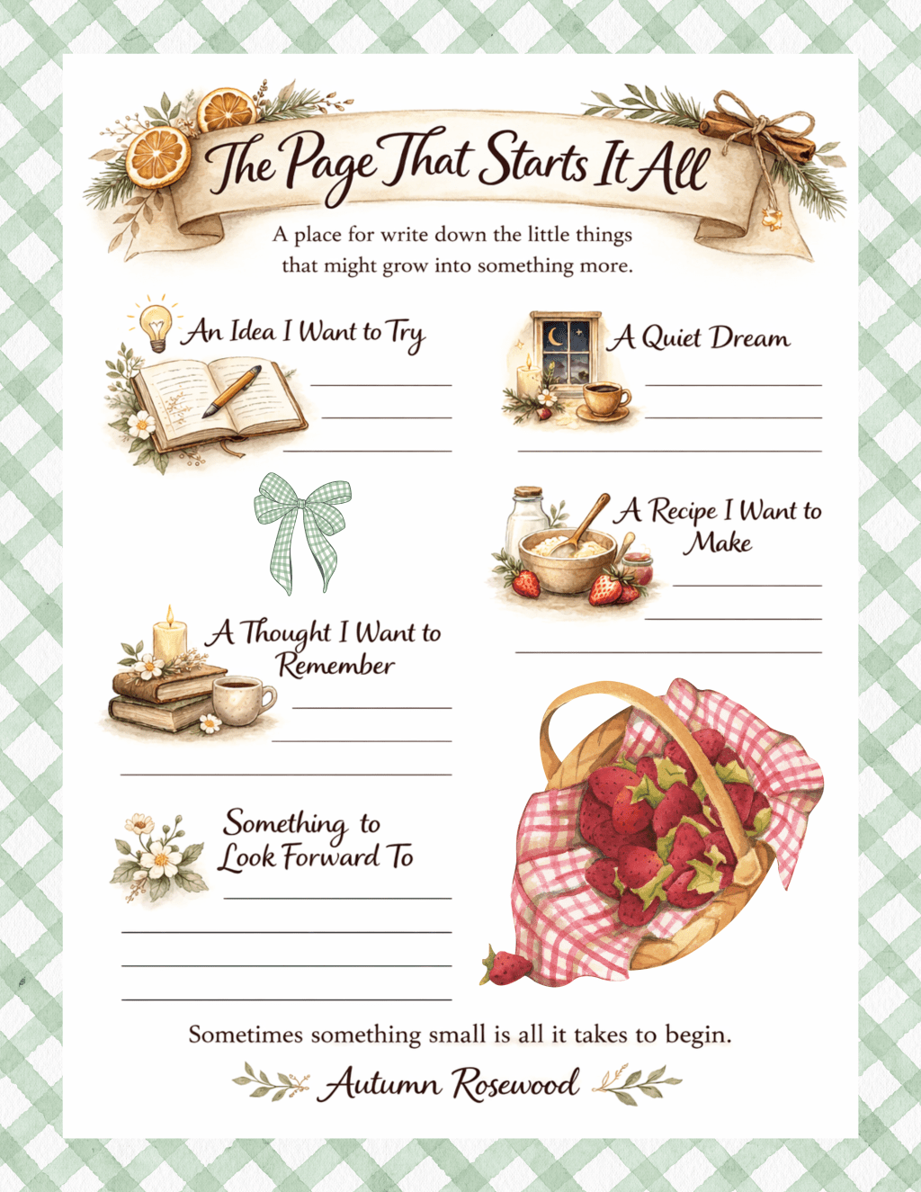 a page to write things like a though or a recipe you want to try