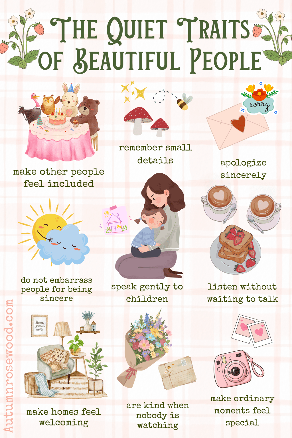 a graphic showing the quiet traits of beautiful people