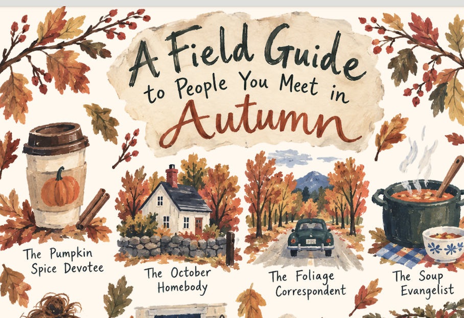 a filed guide to people in autumn illustration